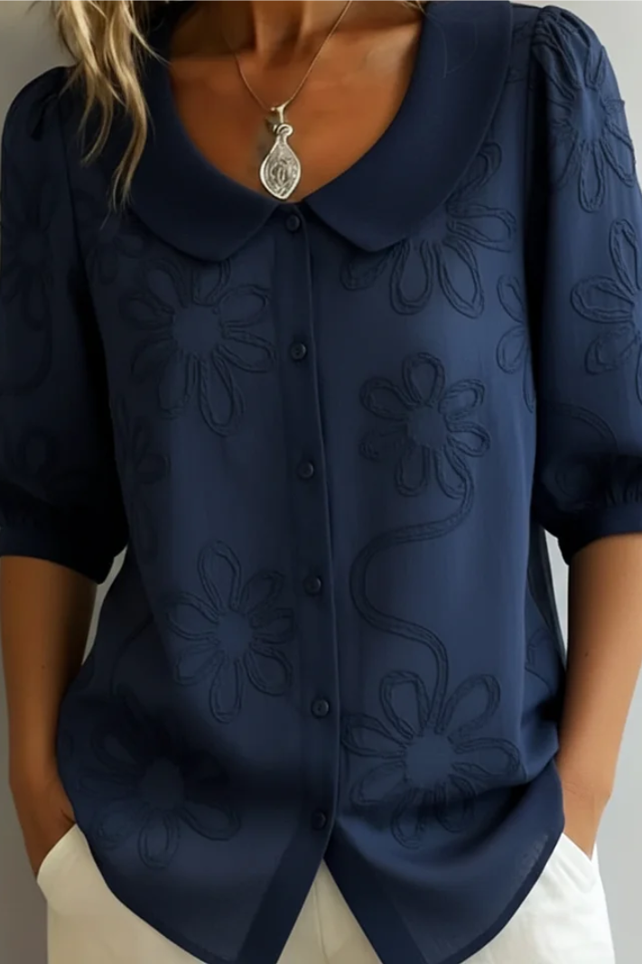 Fiora | Chemisier Col Claudine Broderie Florale