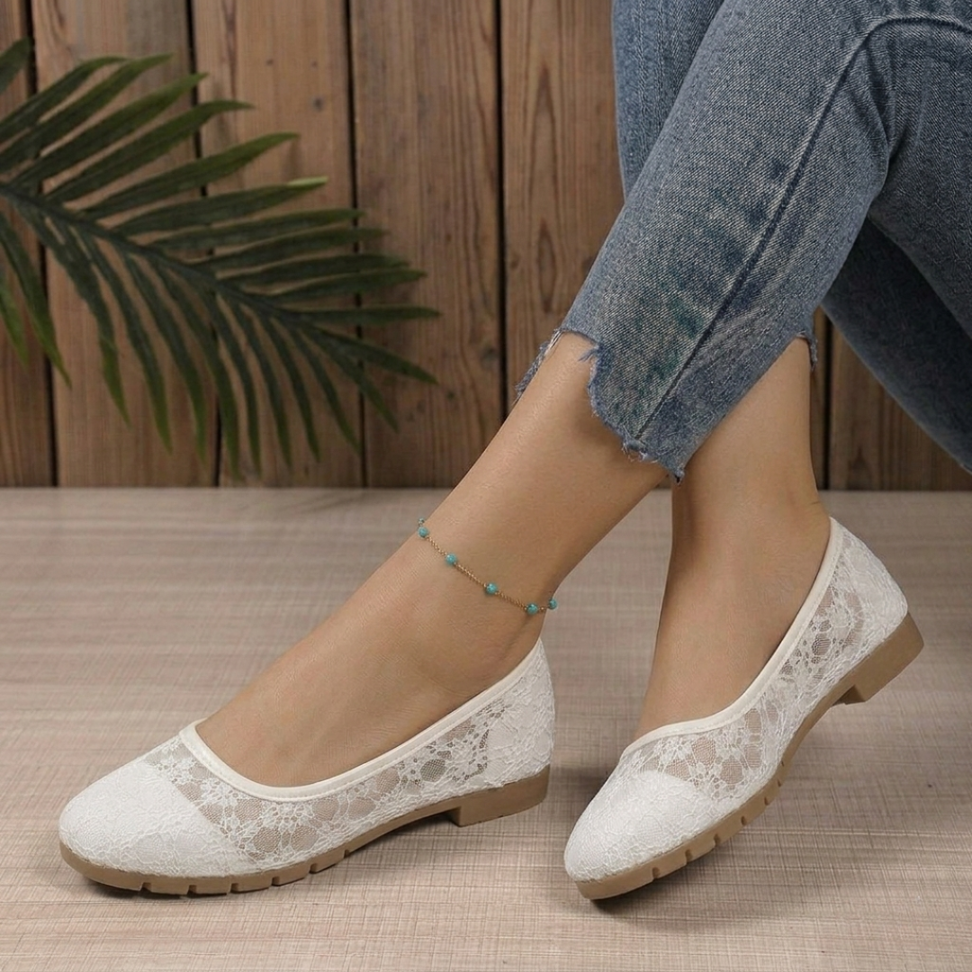 Blanche - Ballerines en Dentelle Florale