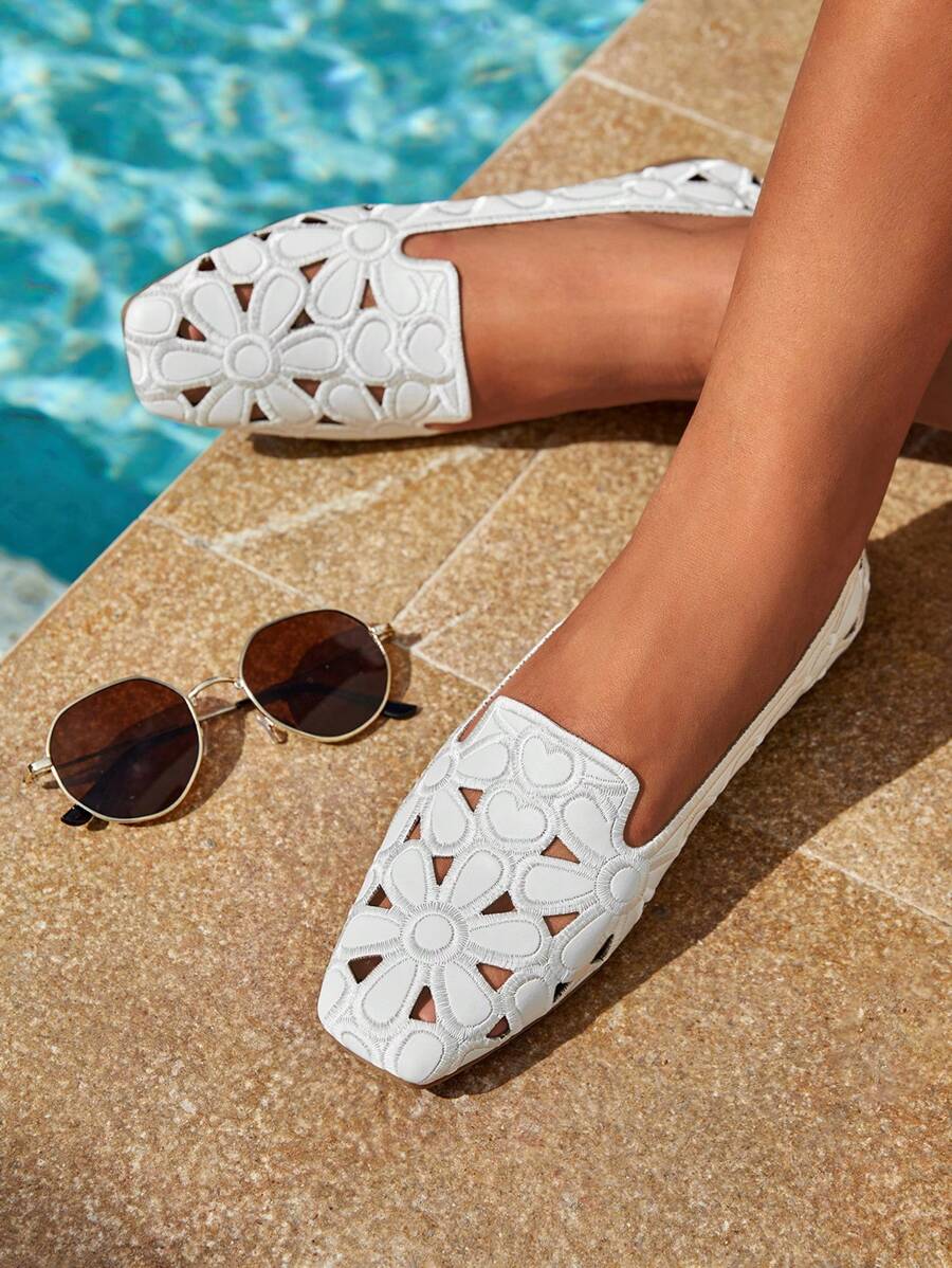 Rosace - Ballerines Orthopédiques Ajourées Motif Floral