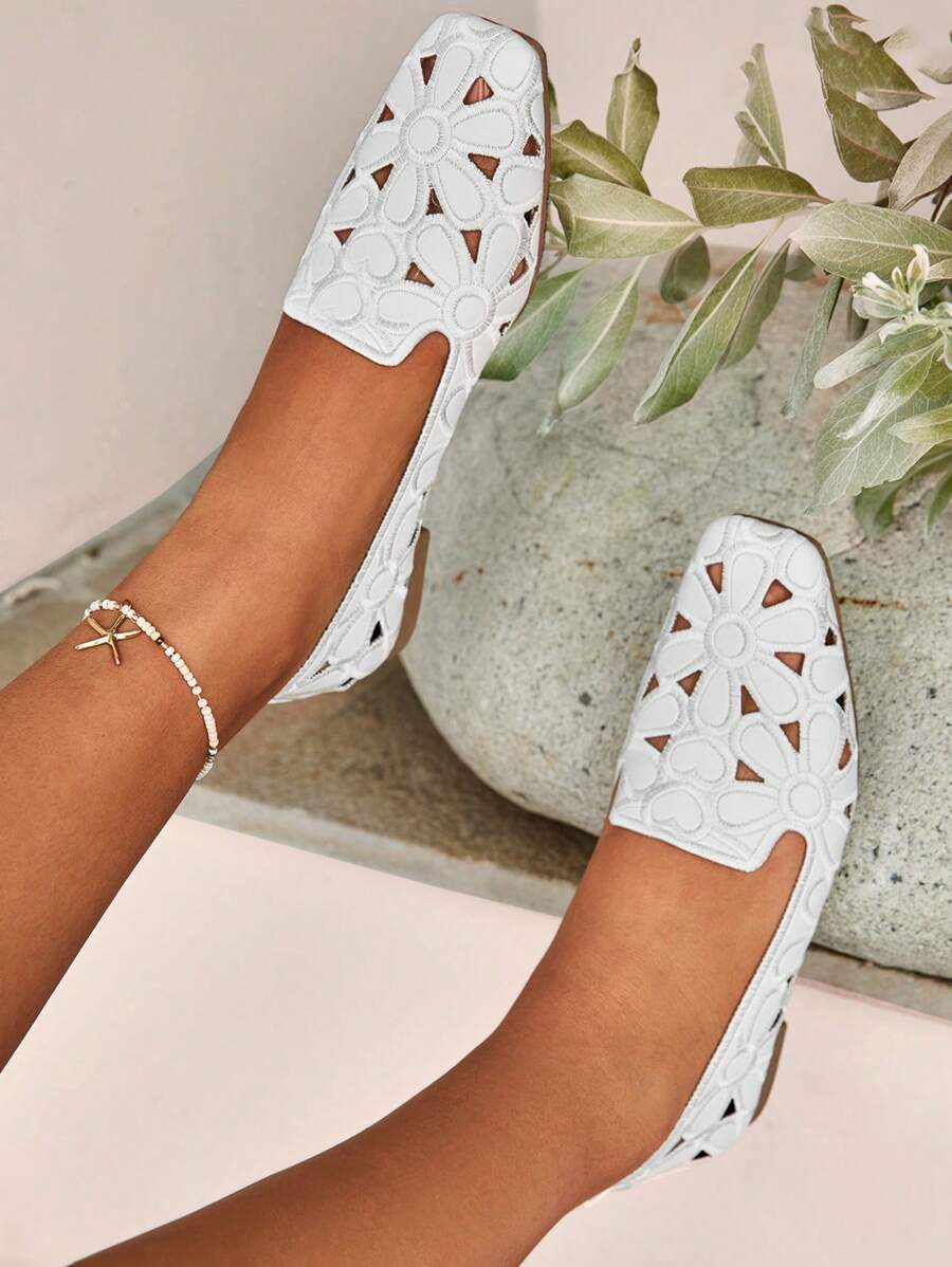 Rosace - Ballerines Orthopédiques Ajourées Motif Floral