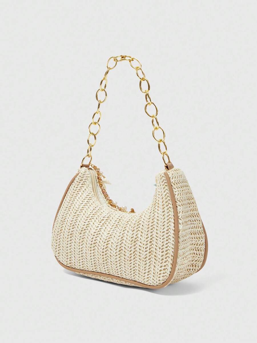 Marina | Sac Baguette en Raphia Marin