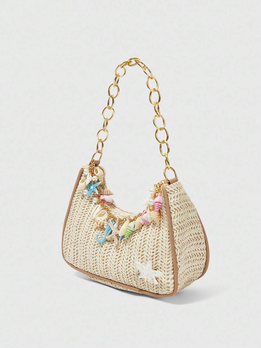 Marina | Sac Baguette en Raphia Marin