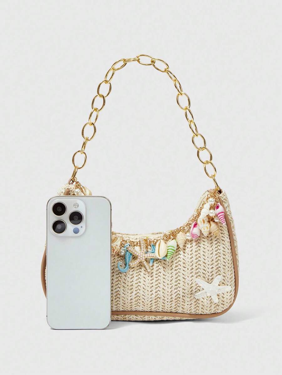 Marina | Sac Baguette en Raphia Marin
