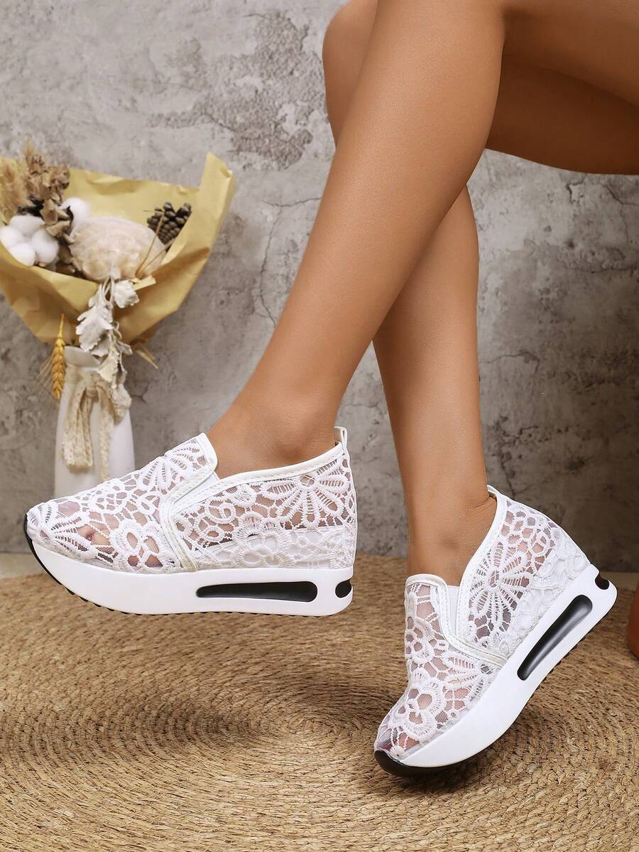 Élise - Baskets en Dentelle à Plateforme