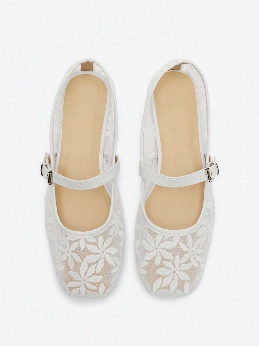 Jasmine - Ballerines Orthopédiques Mary Jane Broderie Florale