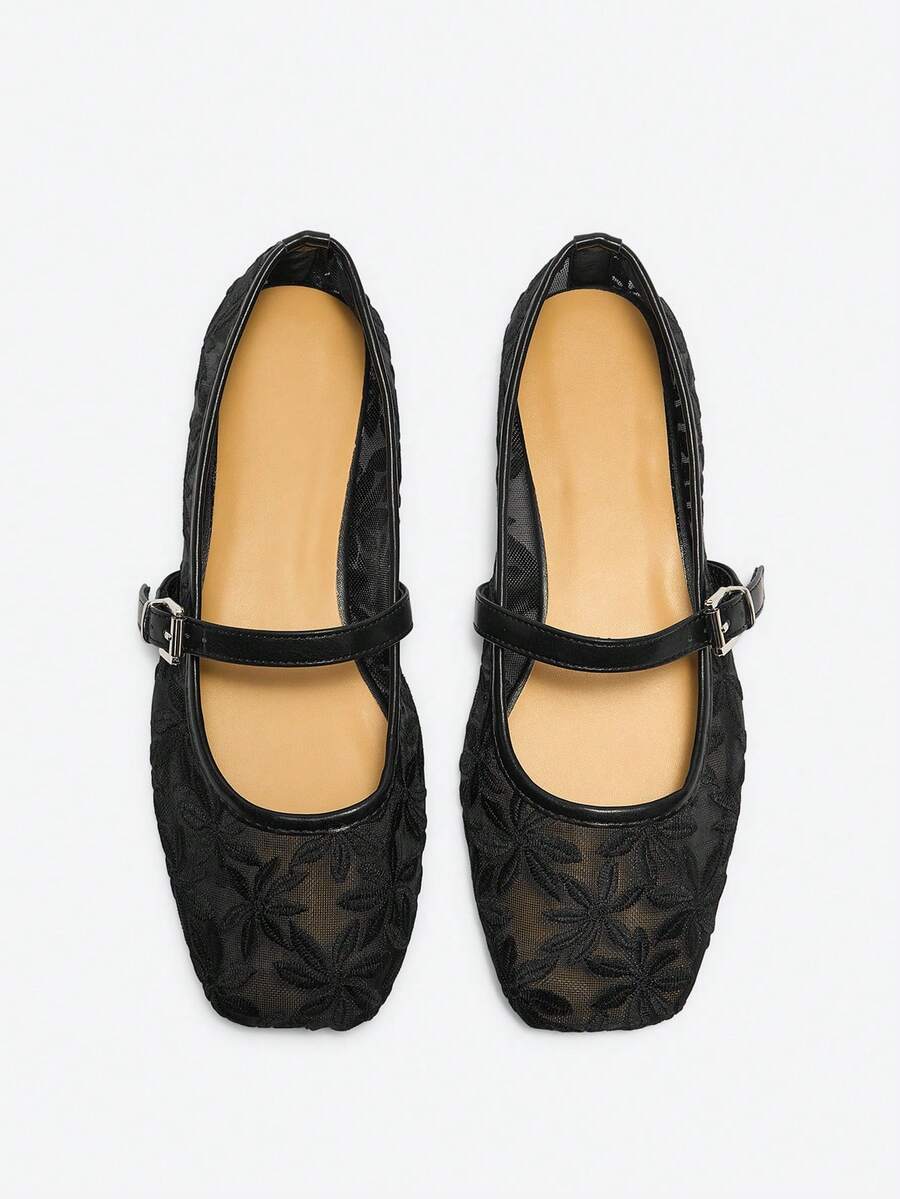 Jasmine - Ballerines Orthopédiques Mary Jane Broderie Florale