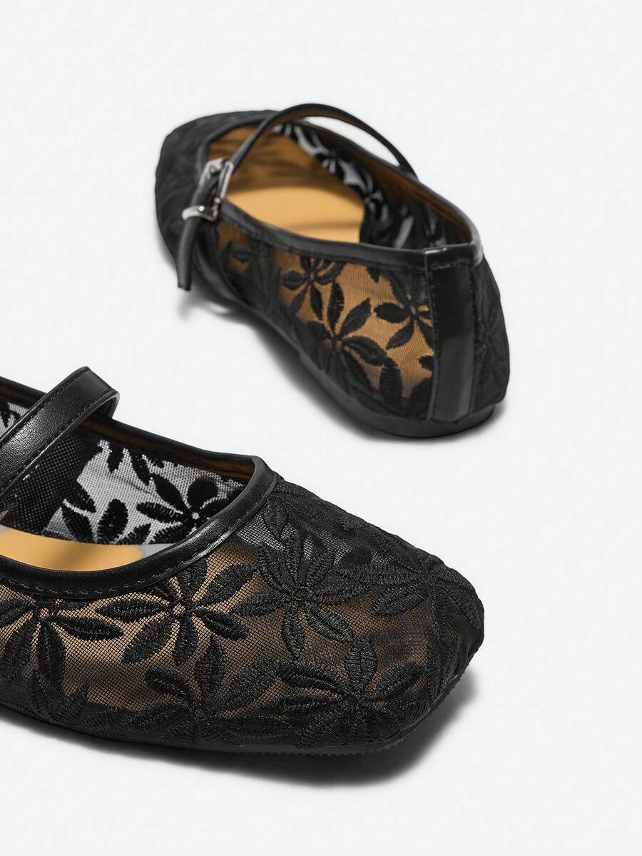 Jasmine - Ballerines Orthopédiques Mary Jane Broderie Florale