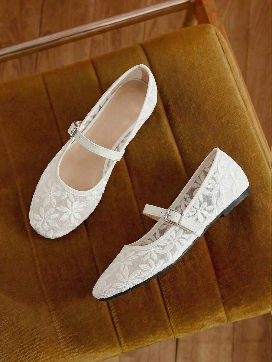 Jasmine - Ballerines Orthopédiques Mary Jane Broderie Florale