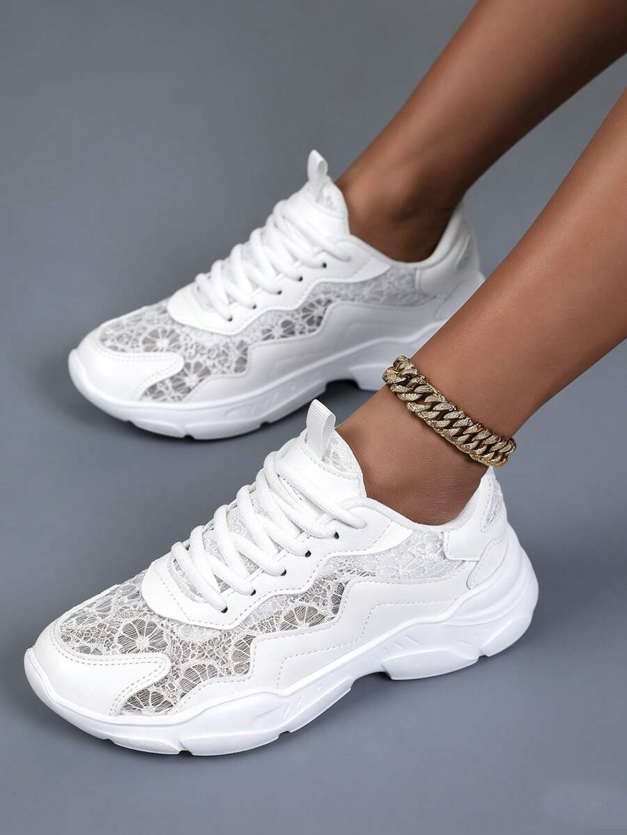 Onde - Baskets en Dentelle et Cuir Vegan à Lacets