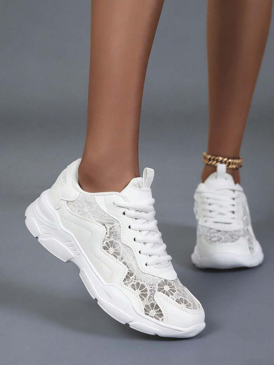 Onde - Baskets en Dentelle et Cuir Vegan à Lacets