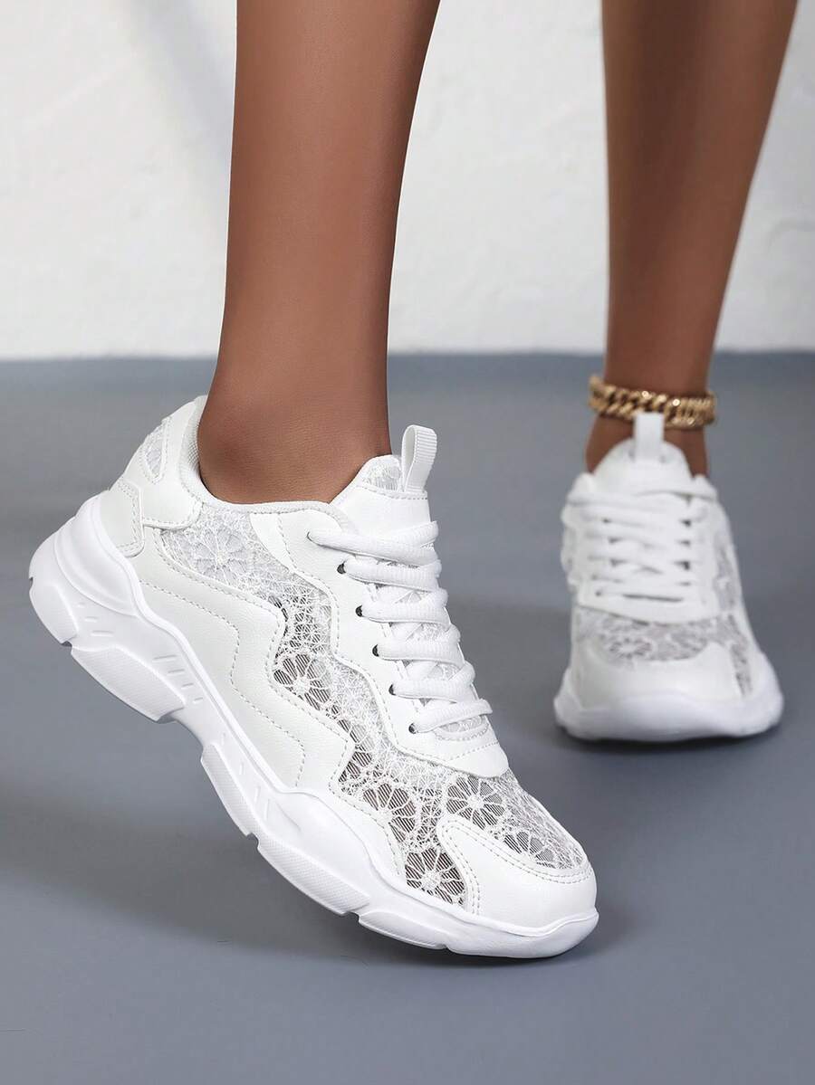 Onde - Baskets en Dentelle et Cuir Vegan à Lacets