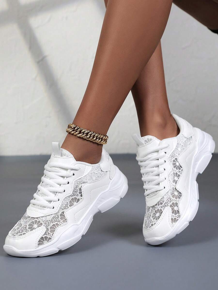 Onde - Baskets en Dentelle et Cuir Vegan à Lacets