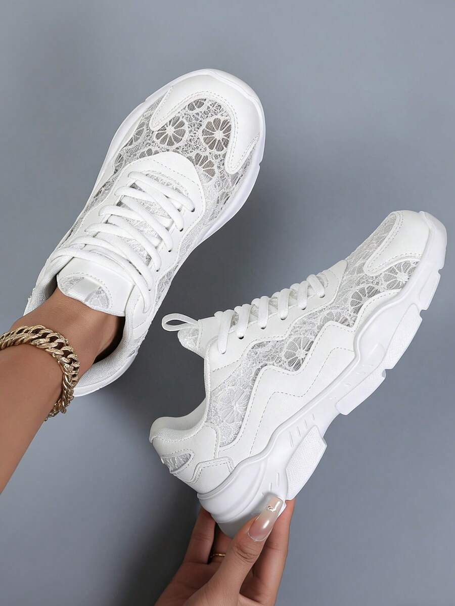 Onde - Baskets en Dentelle et Cuir Vegan à Lacets