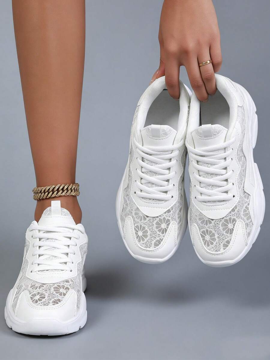 Onde - Baskets en Dentelle et Cuir Vegan à Lacets