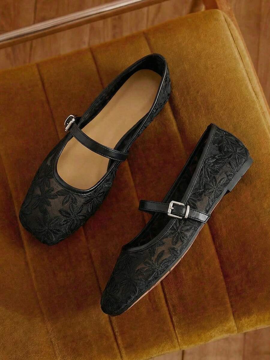 Jasmine - Ballerines Orthopédiques Mary Jane Broderie Florale