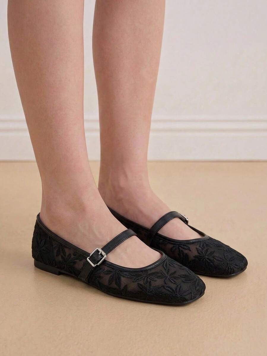 Jasmine - Ballerines Orthopédiques Mary Jane Broderie Florale