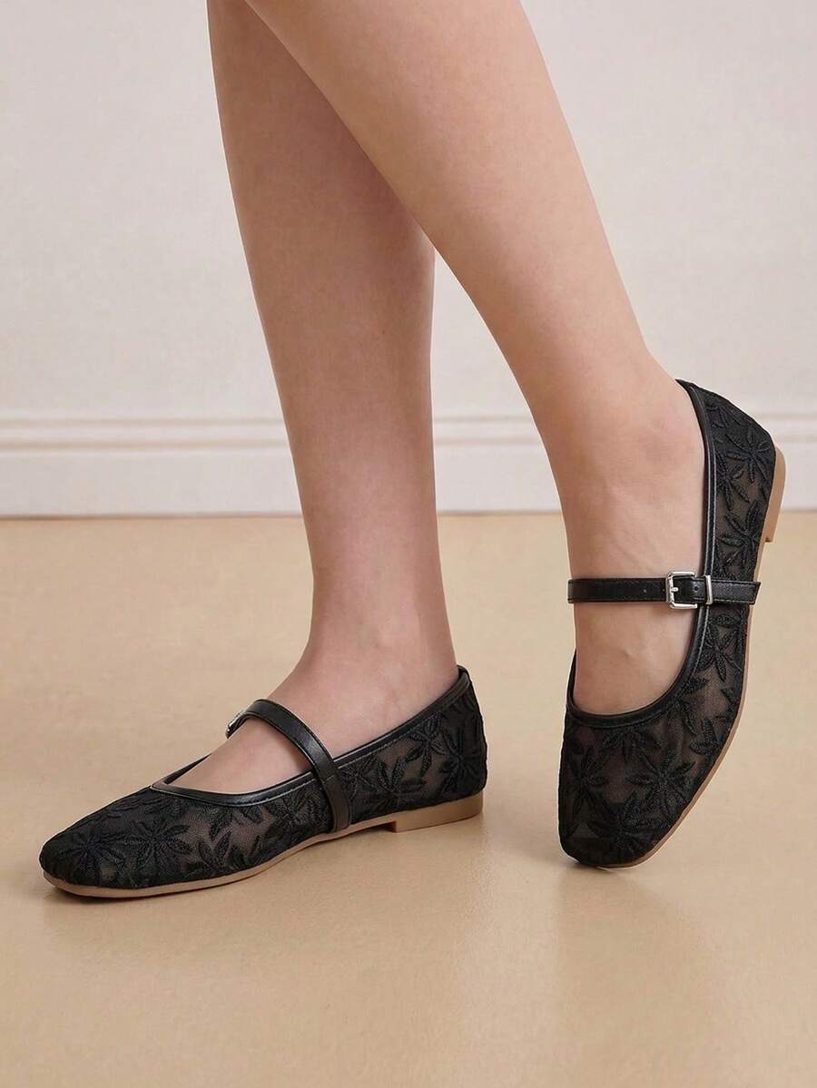 Jasmine - Ballerines Orthopédiques Mary Jane Broderie Florale