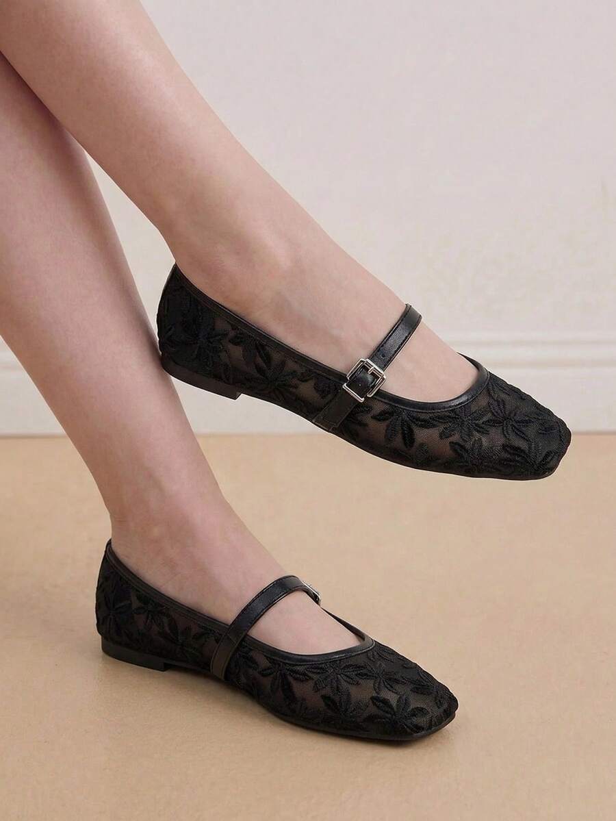 Jasmine - Ballerines Orthopédiques Mary Jane Broderie Florale