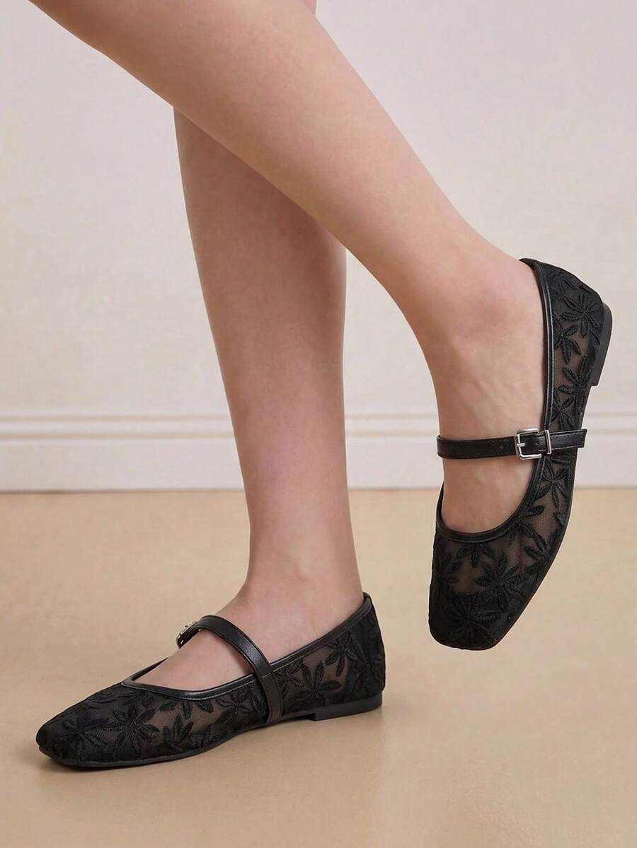 Jasmine - Ballerines Orthopédiques Mary Jane Broderie Florale