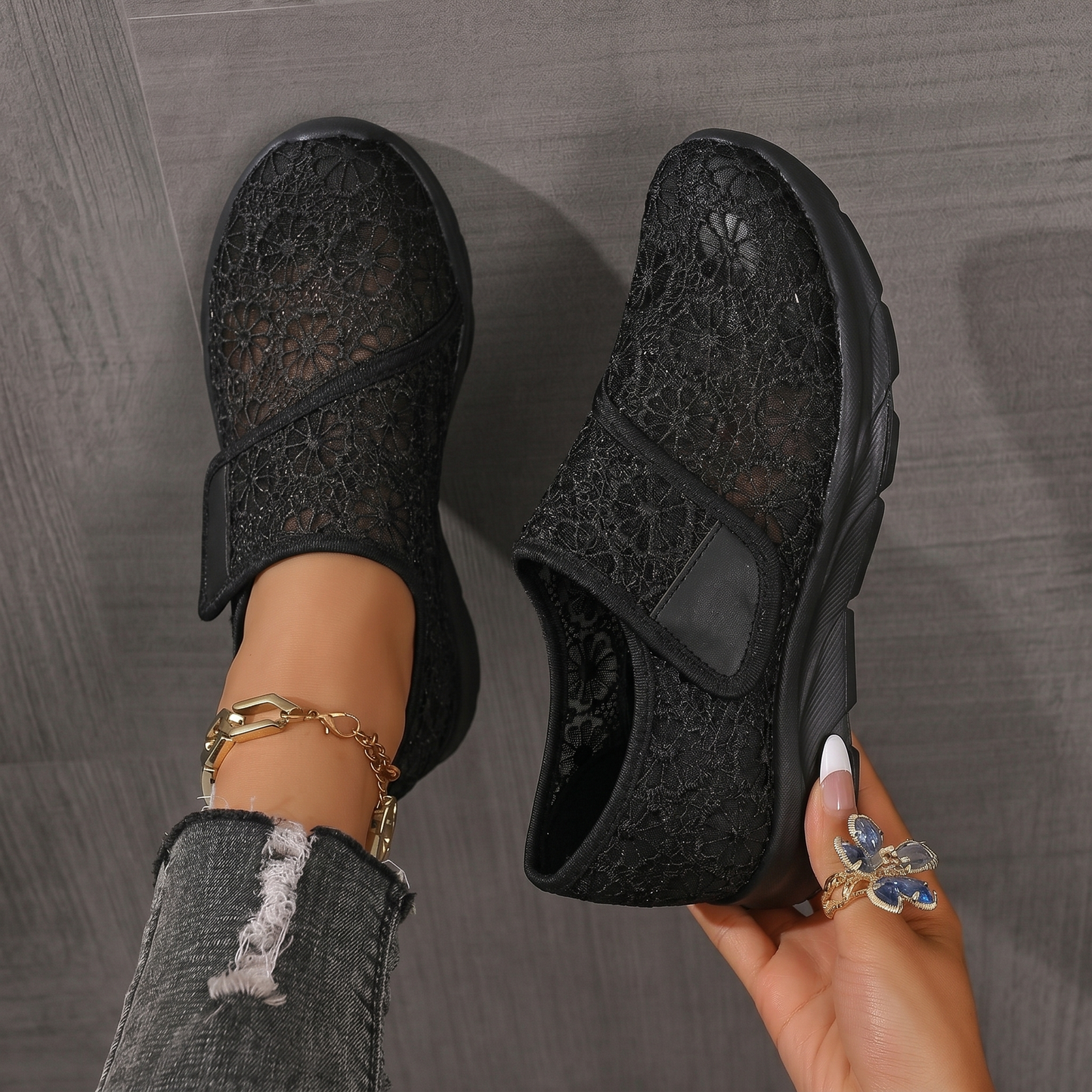 Clara | Baskets en Dentelle à Velcro