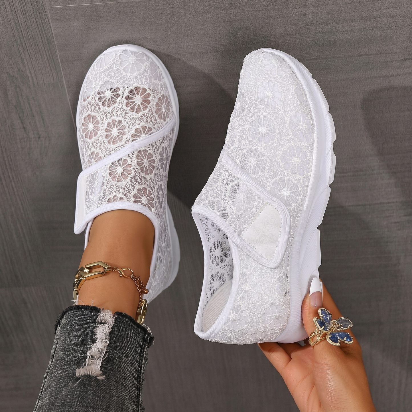 Clara | Baskets en Dentelle à Velcro