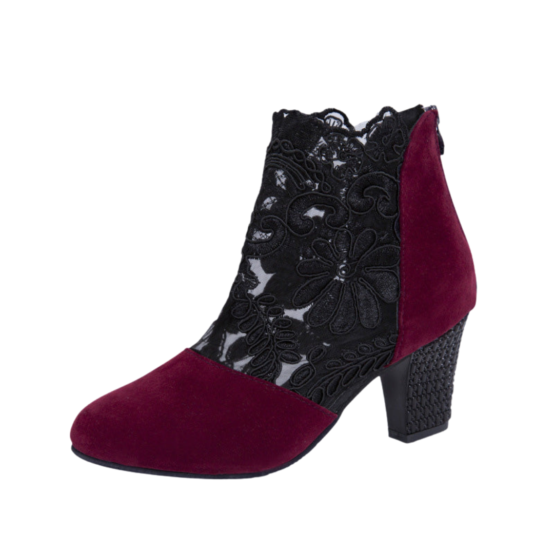 Céleste | Bottines Dentelle à Talon Carré