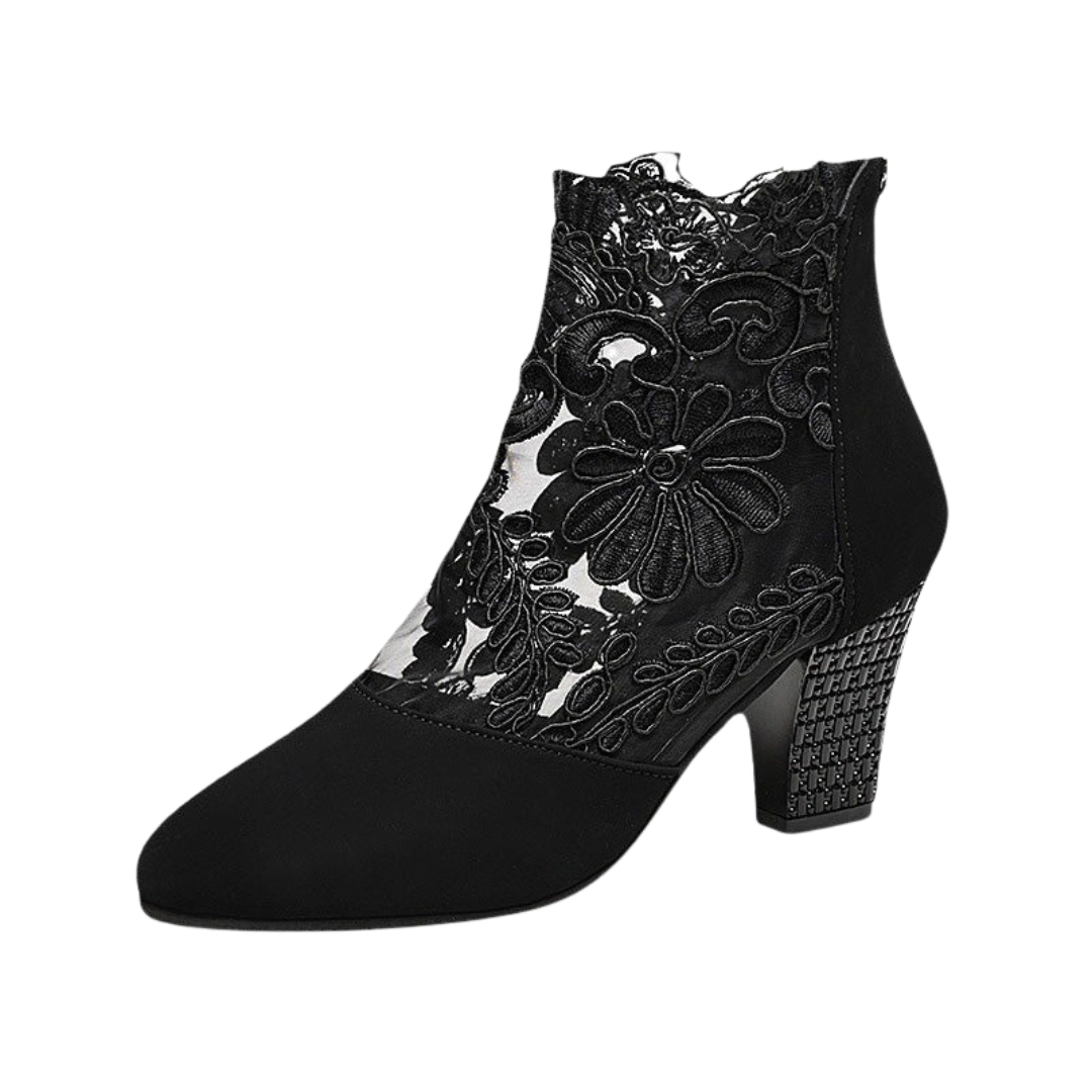 Céleste | Bottines Dentelle à Talon Carré