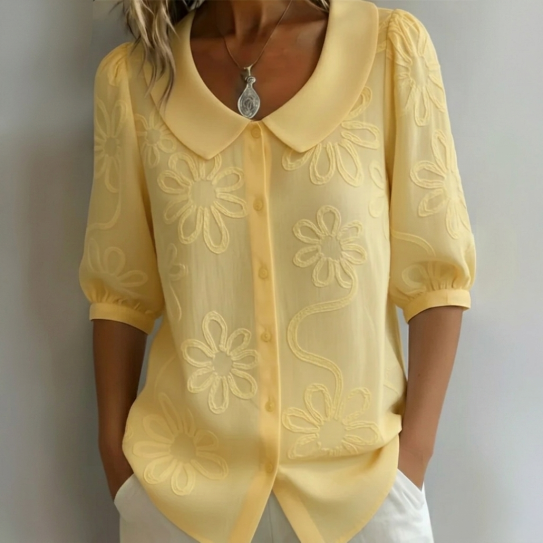 Fiora | Chemisier Col Claudine Broderie Florale