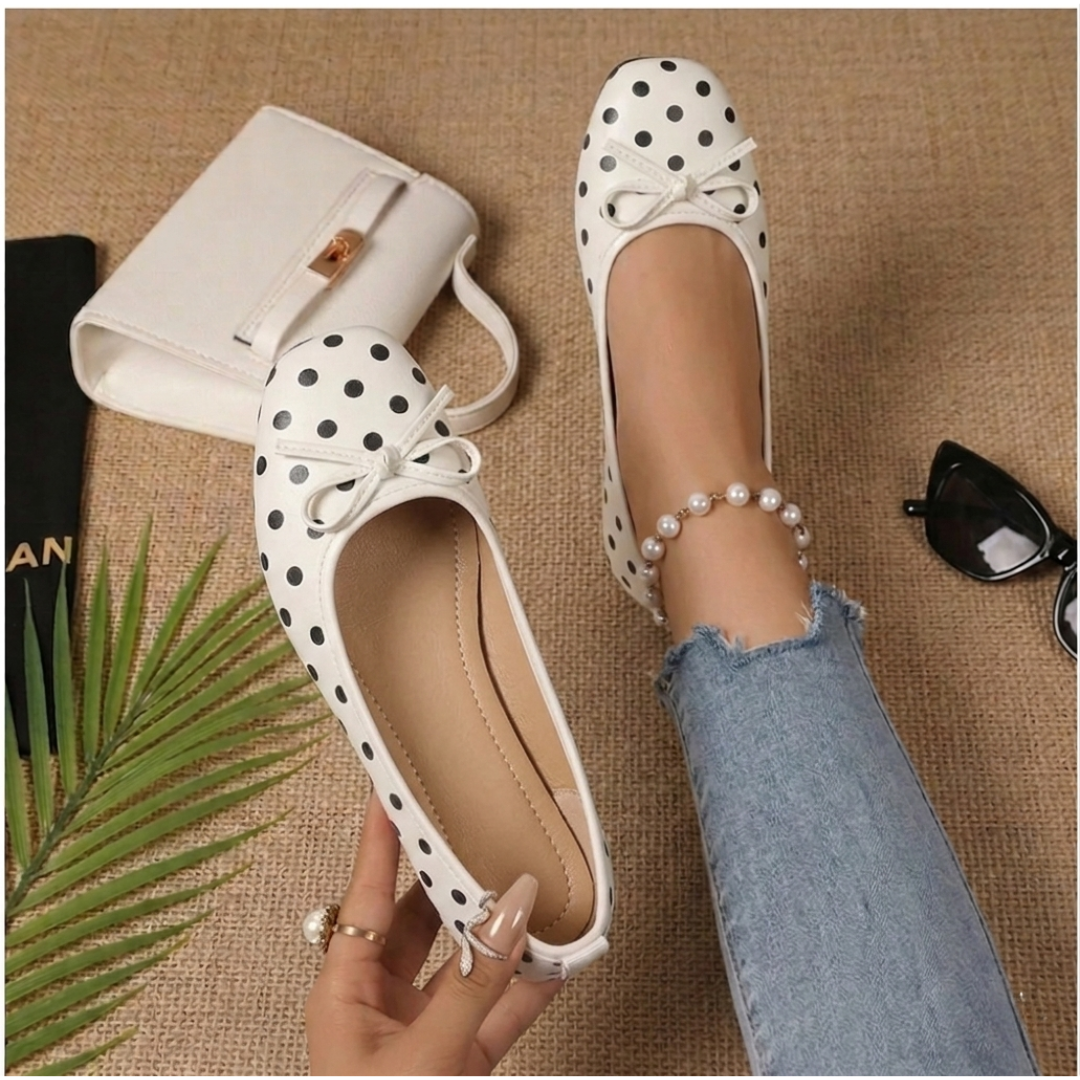 Colette - Ballerines à Pois Nœud Satiné