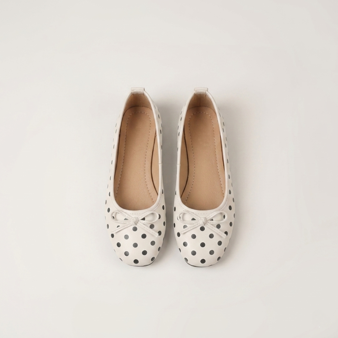 Colette - Ballerines à Pois Nœud Satiné