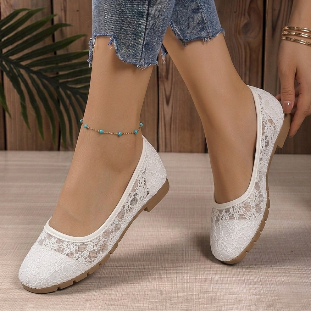 Blanche - Ballerines en Dentelle Florale
