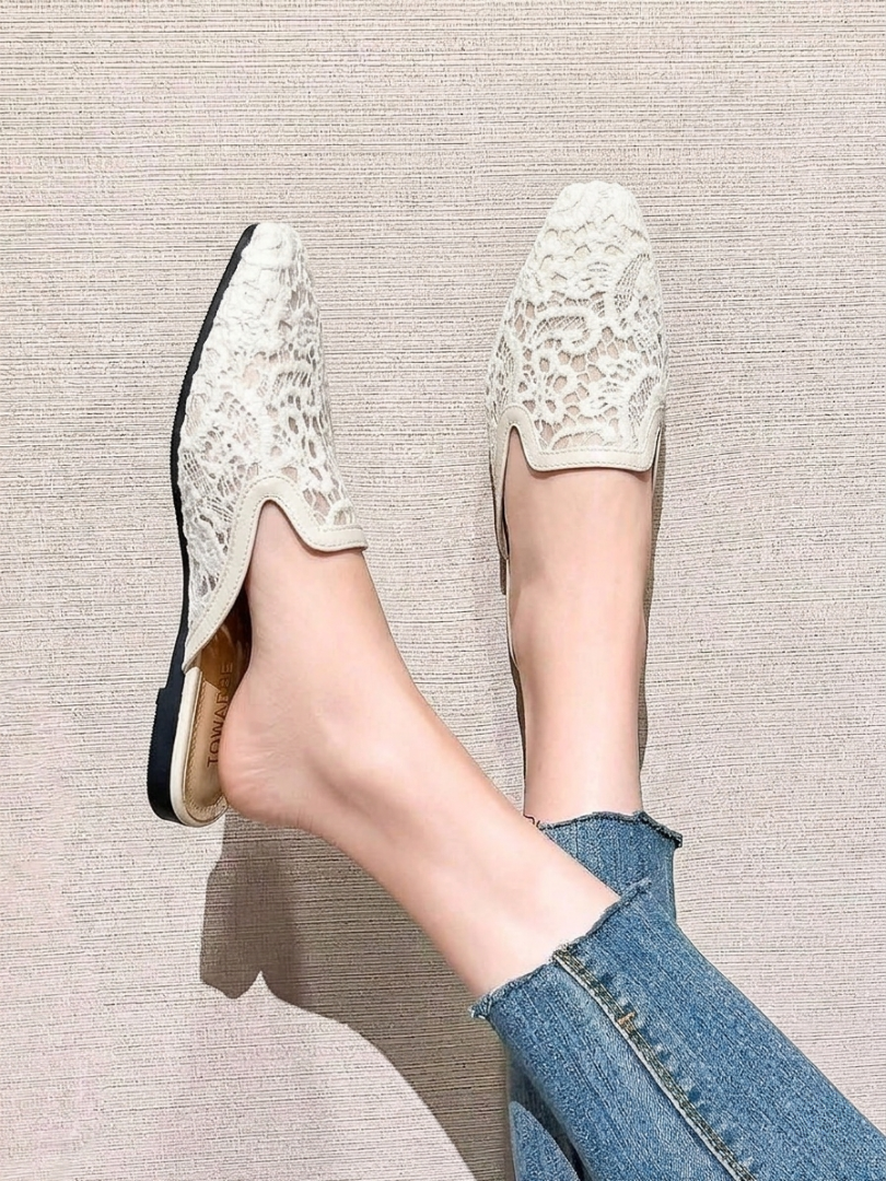 Dentelle - Mules Orthopédiques en Dentelle Florale