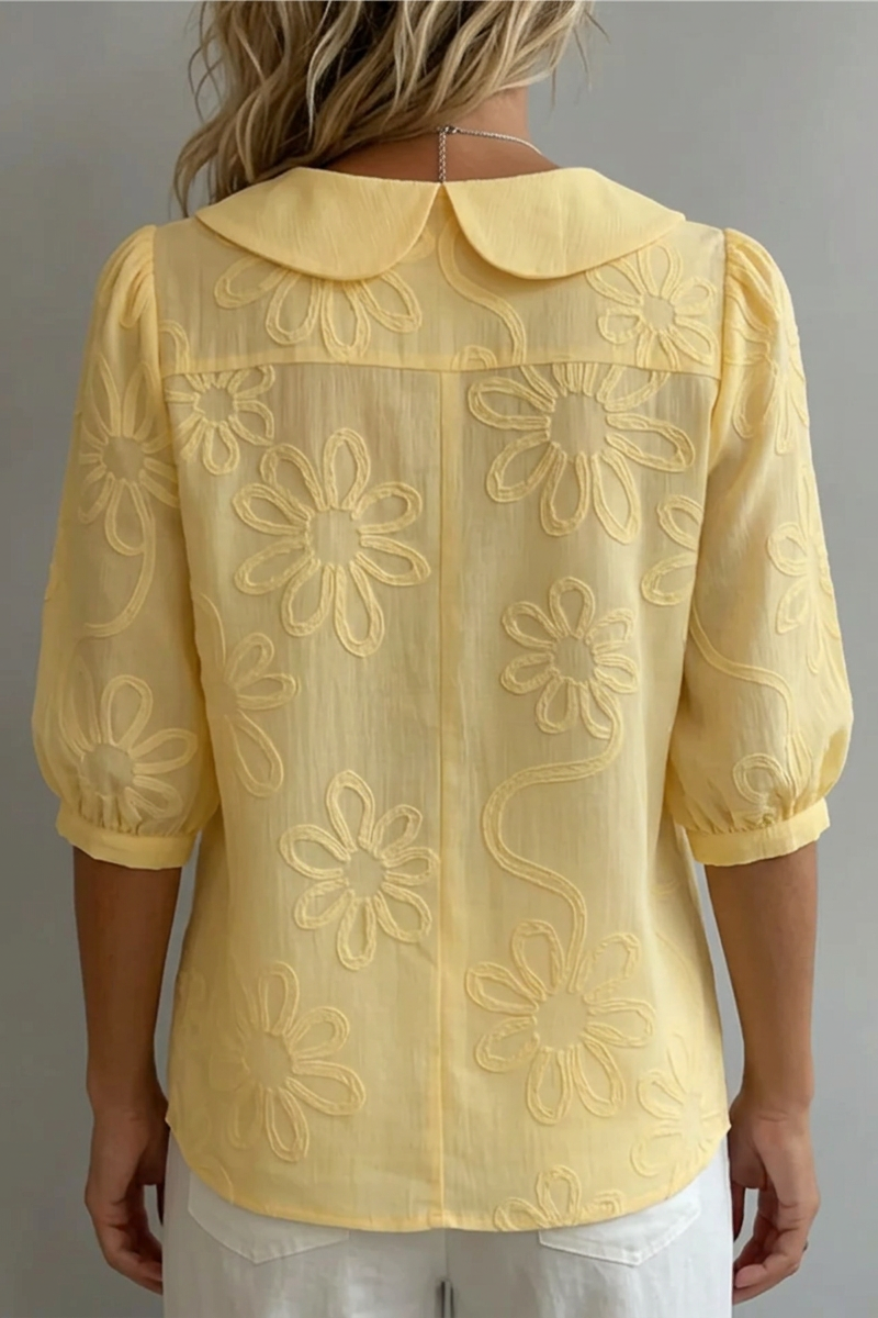 Fiora | Chemisier Col Claudine Broderie Florale